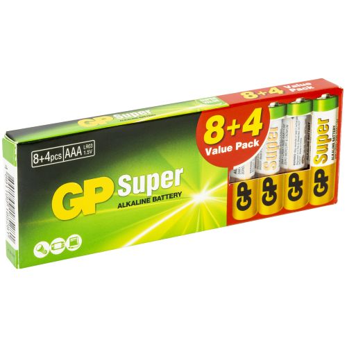 Patarei 1,5V AAA/LR03 Super Alkaline 8+4tk