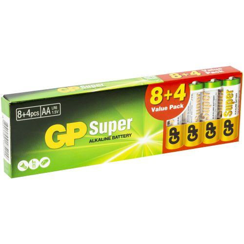 Patarei 1,5V AA/LR6 Super Alkaline 8+4tk