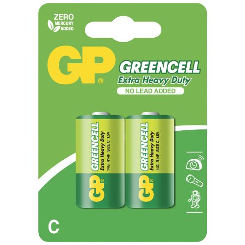 Patarei 1,5V C/R14P Greencell 2tk