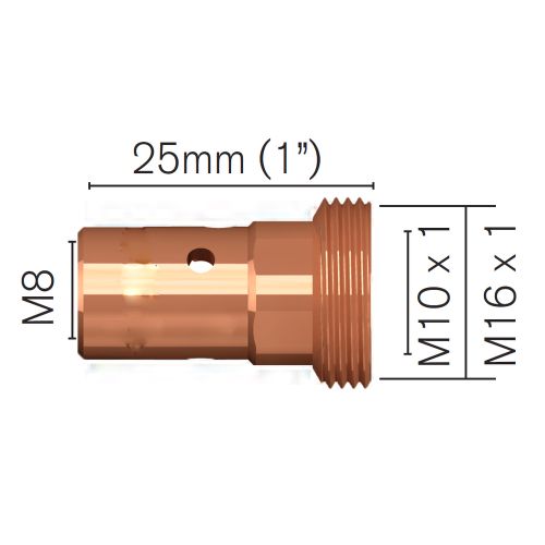 Otsa adapter 1"/25.0mm m8